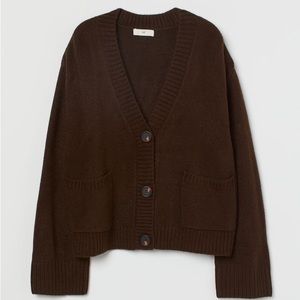 H&M Boxy Brown Cardigan Sweater Size Medium M